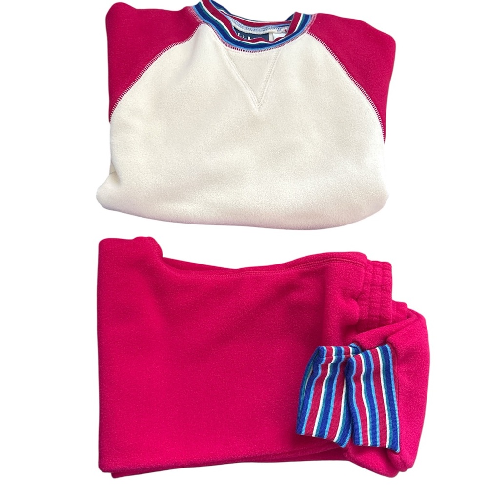 VTG & NWT  90s LL Bean kids two piece fleece ringer loungewear set unisex